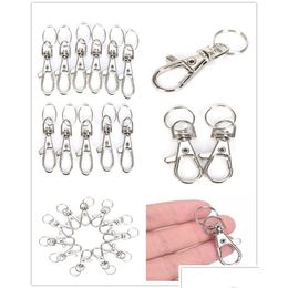 Keychains & Lanyards 10Pcs/Lot Sier Metal Classic Key Chain Diy Bag Jewellery Ring Swivel Lobster Clasp Clips Hooks Keychain Split Whole Dhcns