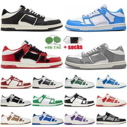 Designer Men Athletic Shoes Skelet Bones Runner Women Black White Blue Red Green Sports Shoes Skel Top Low Tennis Genuine Leather Lace Up Fashion Sneakers