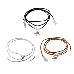 Pendant Necklaces Starfish Necklace With Long Rope Choker Alloy Material T8DE