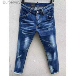 Men's Jeans Men's Trendy Style High Street Moto Biker Slim Jeans Casual Hole Spray Paint Denim Pants 078#L231011
