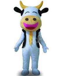 Cute Cow Mascot Costumes Halloween Cartoon Character Outfit Suit Xmas Outdoor Party Outfit Unisex Promotional Advertising Clothings