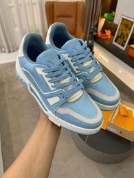 Top Leather Designer Sneakers Virgil Trainers Casual Shoes Denim canvas Calfskin Leather Abloh Vintage Green Red Blue Overlays Platform Sneakers Trainers