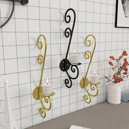 Candle Holders 1PCS Wall Hanging Iron Holder Swirling Flower Pattern Decorative Rack Wedding Christmas Home Decor Shelf