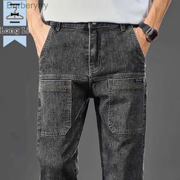 Men's Jeans 2023Six-Pocket Jeans Men's Convenient Cargo Jeans Trendy Brand Youth Straight Work Pants Slim Fit Large Pocket Men's PantsL231011