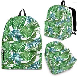 Backpack YIKELUO 3D Green Hawaiian Tropical Plant Palm Leaf Durable Brand College Student Laptop Knapsack Textbook Bag With Zip