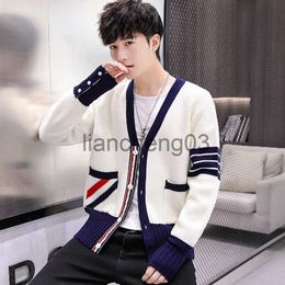 Men's Jackets Korean Trendy Knitted Cardigan Men Thickened Cold Resistant Comfy Winter Buttons Solid Knitted Sweater Men Cardigans Knitwear J231012