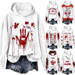 Women's Hoodies Bloody Print Loose Hooded Long Sleeve Sweatshirt Top French Women Two Pieces Dresses With