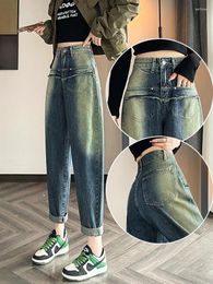 Women's Jeans Haren Pants High-waisted Women Slimming Dark Blue Denim Female Spring Autumn Fashion Woman Clothes