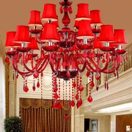 Home Lighting Red Crystal Chandelier Lampshade Lamparas De Cristal Lustres De Teto Luminaire Chandeliers For Dining Lights Room