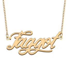 Pendant Necklaces Faggot Name Necklace For Women Stainless Steel Jewelry Gold Color Nameplate Collares Para Mujer Letters Choker