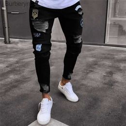 Men's Jeans 2023 Men Stylish Ripped Jeans Pants Biker Skinny Straight Frayed Denim Trousers New Fashion skinny jeans Clothes DropshippingL231011