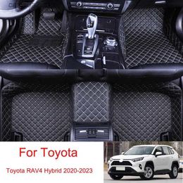 Floor Mats Carpets Custom Car Floor Mats For Toyota RAV4 Hybrid 2020 2023 21 22 Leather Auto Carpets Protective Pad Rugs Waterproof Interior Parts Q231012