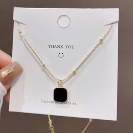 Designer Women's Pendant Black Block Clavicle Chain Necklace Choker Luxury Jewelry Accessories