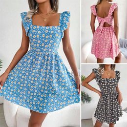 Casual Dresses Women Summer Elegant Floral Print Maxi Dress 2023 Boho Three Quarter Sleeve V Neck Office Long Beach Robe Tunic227J