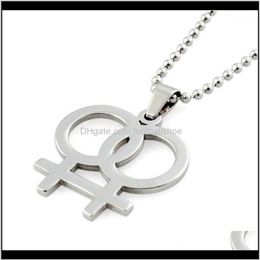 Pendant & Jewellery Fashion Rainbow Necklace Lesbian Necklaces Pendants For Women Gay Pride Sier Colour Jewellery Bead Chain Link 24Inc265o