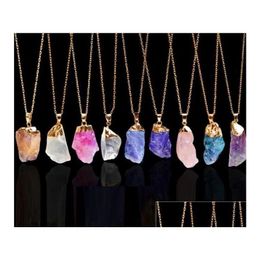 Pendant Necklaces Women Men Jewelry Crystal Quartz Healing Point Chakra Bead Natural Gemstone Necklace Original Pendant Jewelry Neckla Dh1Yq