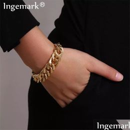 Ingemark Punk Miami Cuban Snake Chain Bracelet Bangle Accesorios Mujer Boho Heavy Metal Chunky Lock Bracelets For Women Jewel Dhgarden Otu0K