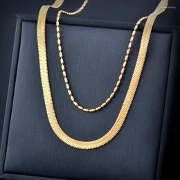 Pendant Necklaces SINLEERY Stainless Steel 2 Layers Necklace For Women Gold Silver Colour Choker Chains Fashion Jewellery
