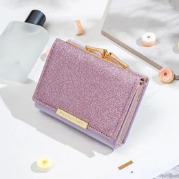 Wallets 2023 Women Shiny Wallet Three Fold Cartera Mujer Ladies Coin Pocket Purse Simple Clutch Bags For Portefeuille Femme