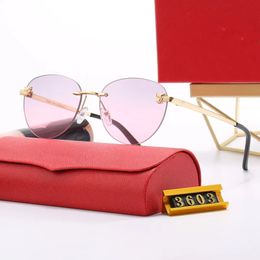 Luxury designer sunglasses Polarised cart glasses for woman designers Leopard head Frameless wooden leg mens sunglasses Brand red box