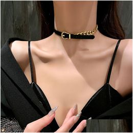 Women Punk Pu Leather Choker Necklace Hip Hop Female Jewellery 2022 Necklaces Dhgarden Otxpv