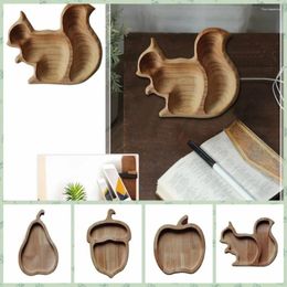 Plates Large Capacity Squirrel Snack Tray Wooden Cartoon Candy Nut Trays Shaped Decorative Pear Fruit Storage