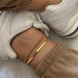 Anklets Fashion Bohemian Gold Snake Link Chain High Quality Punk Ankle Bracelet Women Girl Summer Jewelry Accessories322F