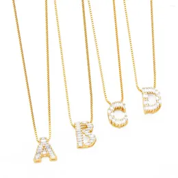 Pendant Necklaces 5pcs/ Bag Unique 18K Gold Plated Rhinestone Alphabet Letter Initial For Women