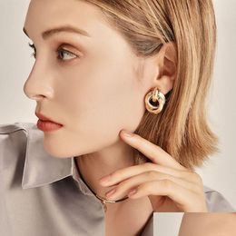 Flashbuy Gold Color Twist Alloy Drop Earrings For Women Simple Geometric Earring Wedding Fashion Jewelry Trendy Accessories Dhgarden Otbhy