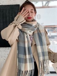 Scarves 2023 Imitation Cashmere Women Scarf Winter Sweet Preppy Style Fringed Scarve Pashmina Mujer Foulard Bufanda Long Wrap Shawls 231012