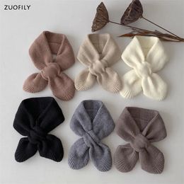 Scarves Kids Scarf Winter Warm Soft Children Knitted Baby Bib Infant Toddler Neck Fashion Solid Color Girl Boy 231012