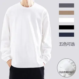 Men's T Shirts 270G Cotton Loose Long Sleeved T-shirt Men/Women Off Shoulder Sweater Top Bottom Fashion Harajuku Graphic For Men