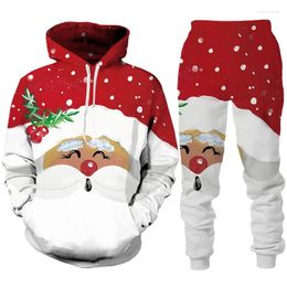 Men's Tracksuits Men And Women Santa Spring Fall Christmas Hoodie Set 3D Printed Sport Couple Holiday Party Se