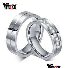 Vnox Cz Wedding Band Engagement Rings For Couples Women Men 316L Stainless Steel Lovers Personalized Anniversary Gift Dhgarden Oti6L