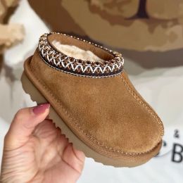 Çocuklar yürümeye başlayan çocuk Tasman Boot tazz bebek botları kestane kürk slaytlar koyun derisi shearling klasik ultra erkek kızlar mini bot kış hardal tohumu katırları slip-on yün