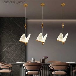 Ceiling Lights Nordic Butterfly LED Pendant Lights Modern Bedside Hanging Lamp Living Ceiling Chandeliers Q231012