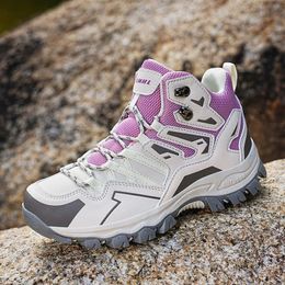 Vandringskor Vinterläder Vandringsskor Unisex Icke-halkhaltiga hårt bärande kvinnor Mountain Boots Outdoor Cyning Men High Top Trekking Sneakers 231011