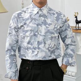Men's Casual Shirts Fall Camouflage Shirt Dress Camisa Masculina Social Italian High Quality British Style Men Long Sleeve