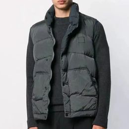 Mens Down Parkas Winter Vest Stone Standing Collar Metal Nylon Coat 231012