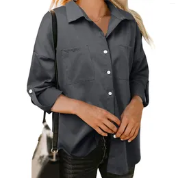 Women's Blouses Women Denim Shirt Elegant Solid Loose Long Sleeve Tops Button Coat Shirts & Autumn Clothing Blusas Para Mujer