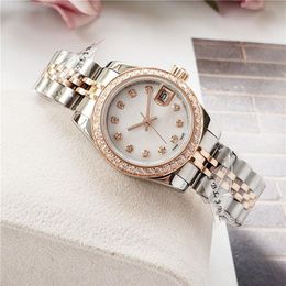 Rose Gold White Dial Stainless Steel watch Women Automatic Mechanical New Bussiness Diamond Mens Watches 26 5mm 36mm 41mm269g