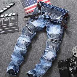 Men's Jeans European And American Direct Fold Zipper Motorcycle Snowflake Jeans High Quality Plus Size Direct Sales New men's Jeans DenimL231011