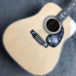 New 41 6-string acoustic guitar. Spruce veneer and rosewood back and sides, ebony fretboard, abalone shell inlay, super deluxe.All solid guitar