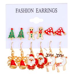 9 Styles Stylish Christmas Earrings Set Snowman Snowflake Elk Christmas Tree Earrings For Christmas Holiday Gifts