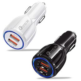 QC 3.0 Quick Car charger Dual usb ports 6A Power adapter fast adaptive cars chargers for huawei xiaomi iphone 12 mini samsung note 8 gps tablet