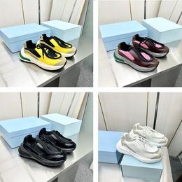 Man Systeme brushed leather sneakers with bike fabric and suede elements Patchwork color contrast low-top cowhide casual sports shoes