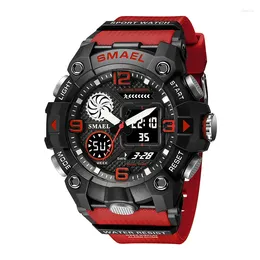 Wristwatches Fashion Smael Top Brand Sport 50m Waterproof Stopwatch Week Display Led Digital Quartz Dual Movement Alarm Men Sports Watch