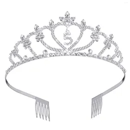 Bandanas Frcolor Rhinestone Children's Birthday Crown Exquisite Decorative Tiara Headband Headpiece For 5-Year-Old Girls