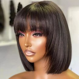 Synthetic Wigs Short Straight Human Hair Bob Wigs Brazilian Human Hair Wigs With Bangs Full Machine Made Wig For Women Wigs On Sale Clearance 231012