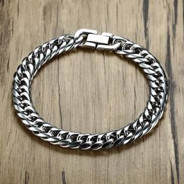 Link Chain Miami Cuban Link Mens Bracelet In Silver Tone Stainless Steel Heavy Armband Pulseira Bileklik Male Jewellery 8-14 Mm 21-278C